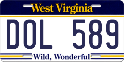 WV license plate DOL589