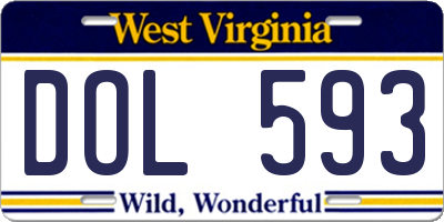 WV license plate DOL593