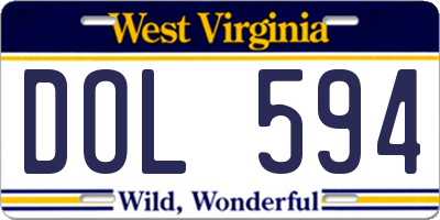 WV license plate DOL594