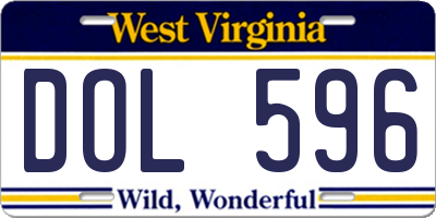 WV license plate DOL596