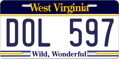 WV license plate DOL597