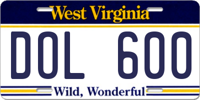 WV license plate DOL600