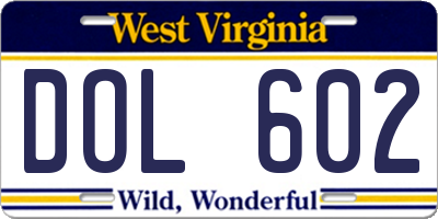 WV license plate DOL602