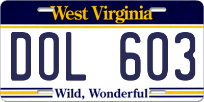WV license plate DOL603
