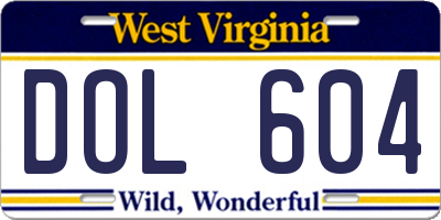 WV license plate DOL604
