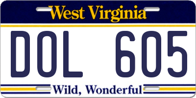 WV license plate DOL605