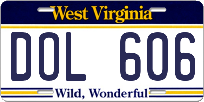WV license plate DOL606