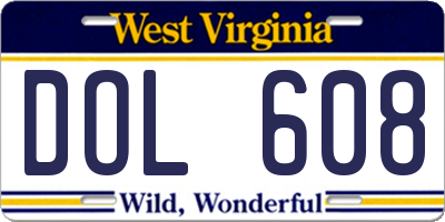 WV license plate DOL608