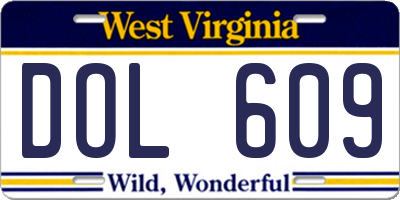 WV license plate DOL609
