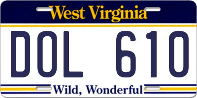 WV license plate DOL610