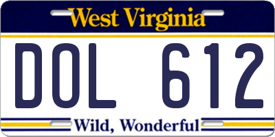 WV license plate DOL612