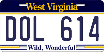 WV license plate DOL614