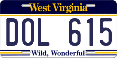 WV license plate DOL615