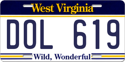 WV license plate DOL619