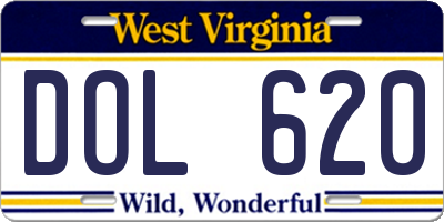 WV license plate DOL620