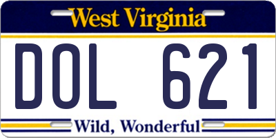 WV license plate DOL621