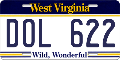 WV license plate DOL622