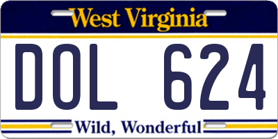 WV license plate DOL624