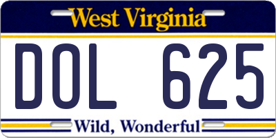 WV license plate DOL625