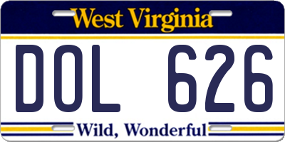 WV license plate DOL626
