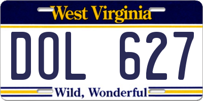 WV license plate DOL627