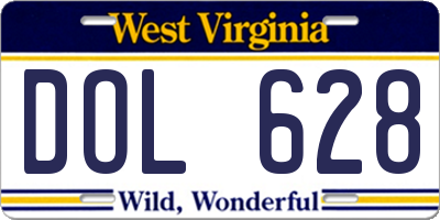 WV license plate DOL628