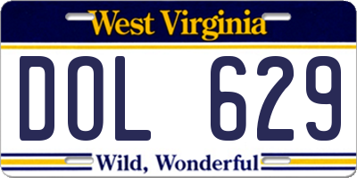 WV license plate DOL629