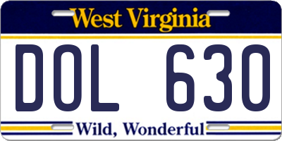 WV license plate DOL630