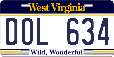 WV license plate DOL634