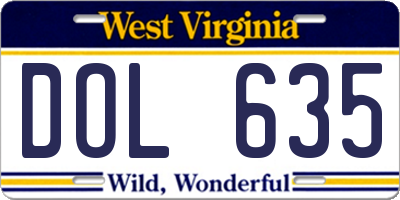 WV license plate DOL635