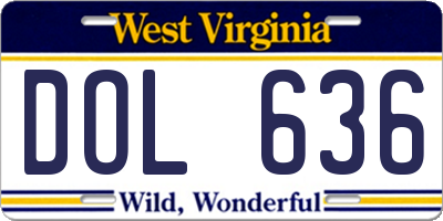 WV license plate DOL636
