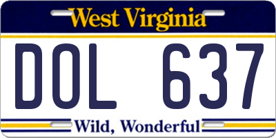WV license plate DOL637