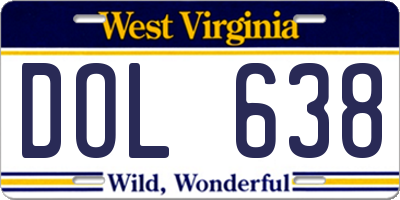 WV license plate DOL638