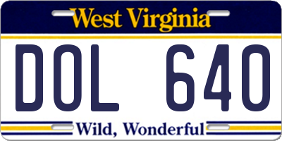 WV license plate DOL640