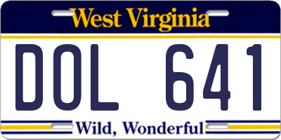 WV license plate DOL641