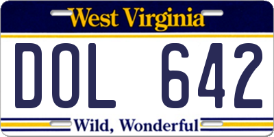 WV license plate DOL642