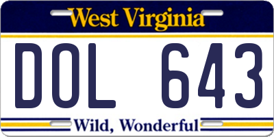 WV license plate DOL643