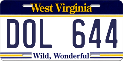 WV license plate DOL644