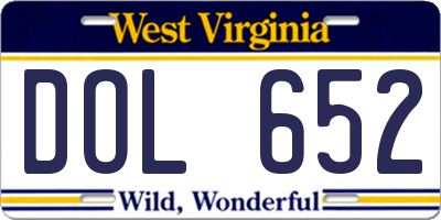 WV license plate DOL652