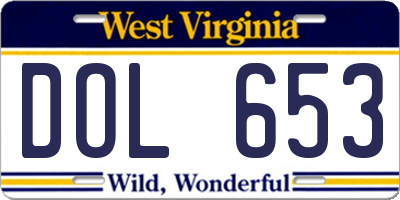 WV license plate DOL653