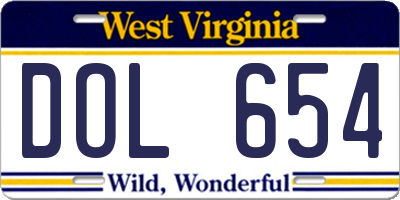 WV license plate DOL654