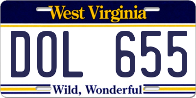 WV license plate DOL655