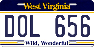 WV license plate DOL656
