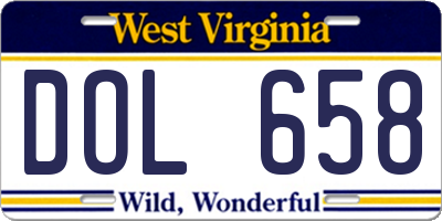 WV license plate DOL658