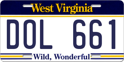 WV license plate DOL661