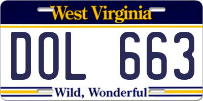 WV license plate DOL663