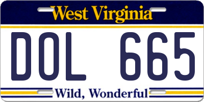 WV license plate DOL665