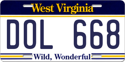 WV license plate DOL668