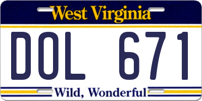 WV license plate DOL671