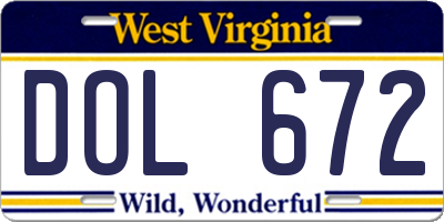WV license plate DOL672